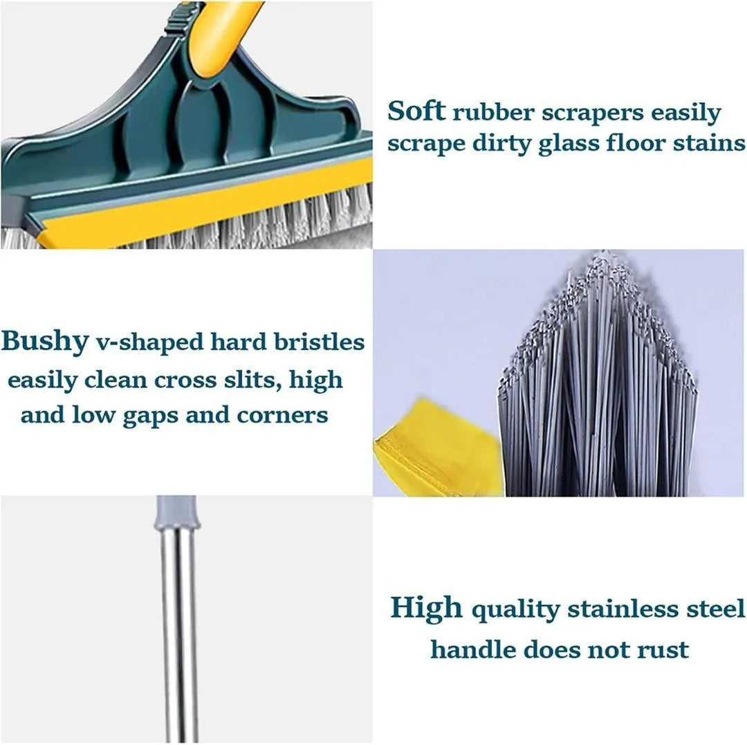 Bathroom cleaner with fine bristels and scrap bar