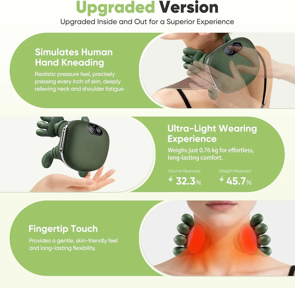 Smart Finger Pressure Neck Massager – Electric Deep Kneading Heated Back & Shoulder Massager | Pain Relief Relaxation Device for Home, Office & Car