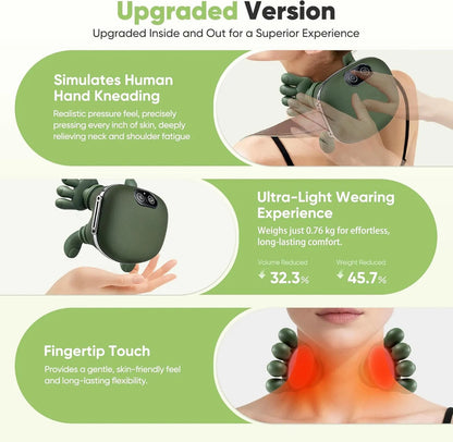 Smart Finger Pressure Neck Massager – Electric Deep Kneading Heated Back & Shoulder Massager | Pain Relief Relaxation Device for Home, Office & Car