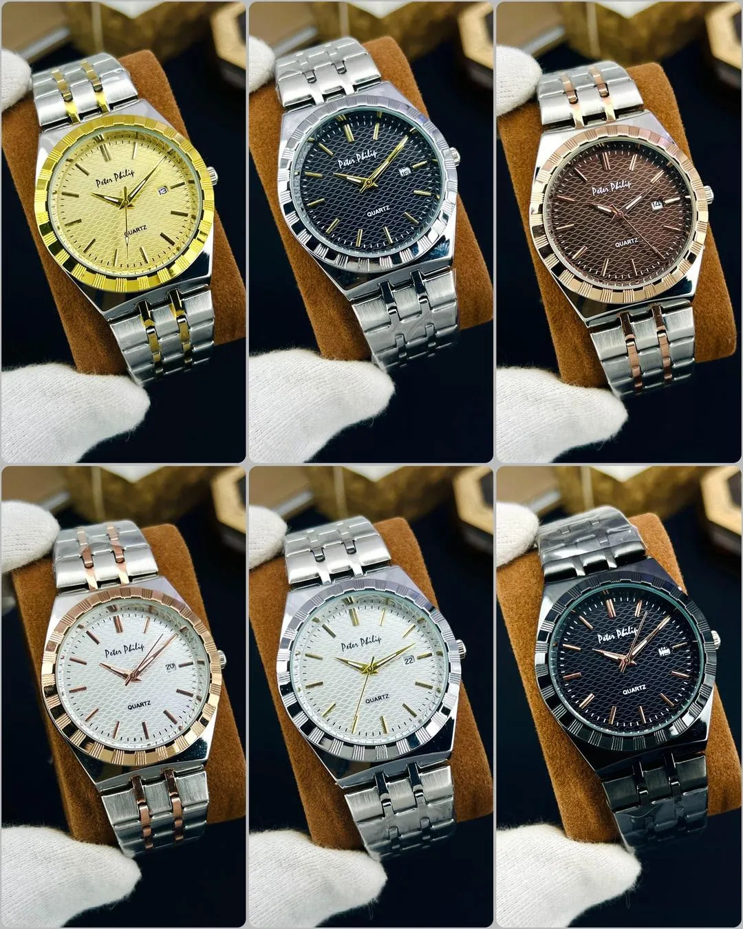 Men's multicolour chain strap watch 10mm round