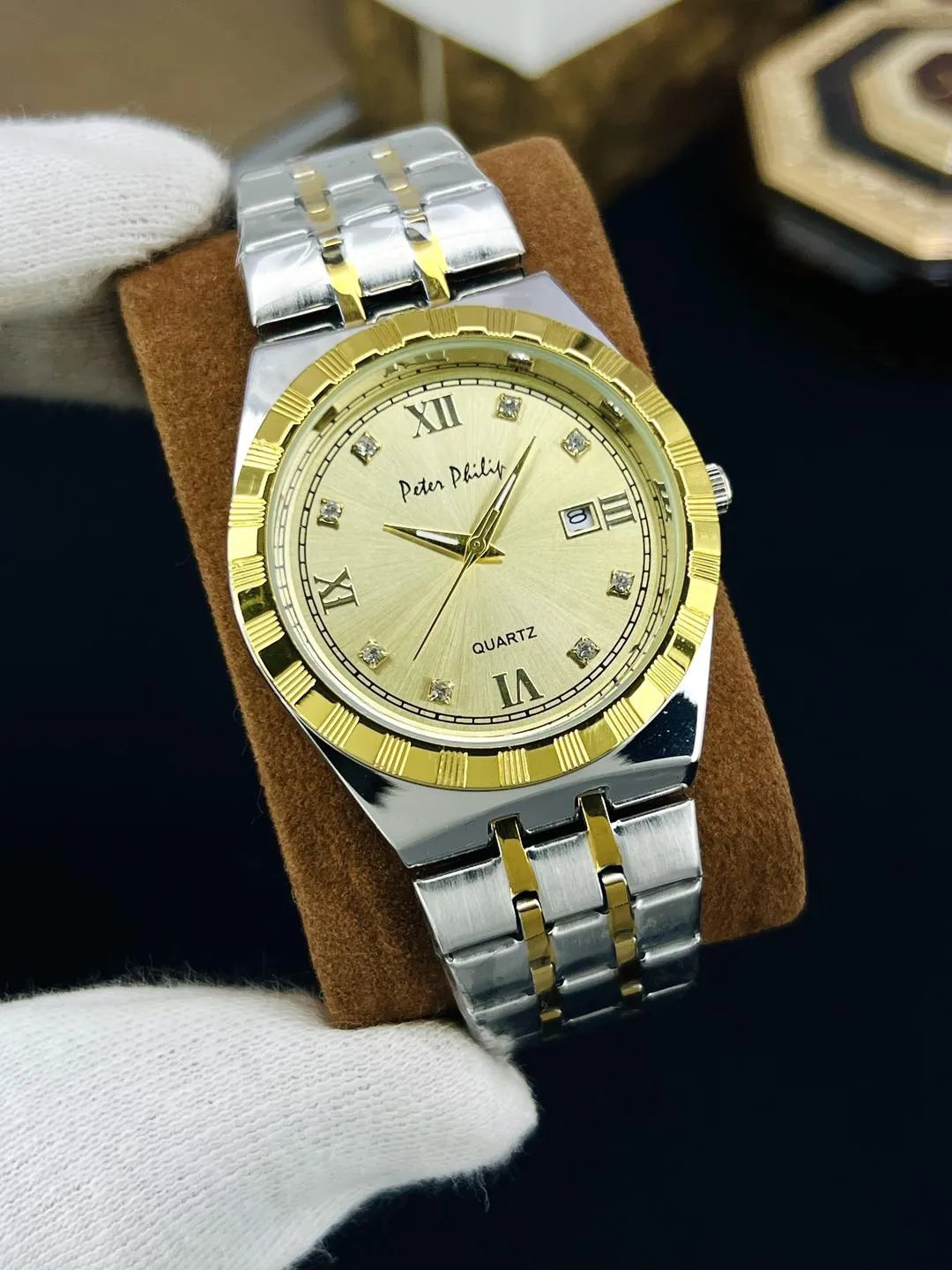 Men's multicolour chain strap watch 10mm round