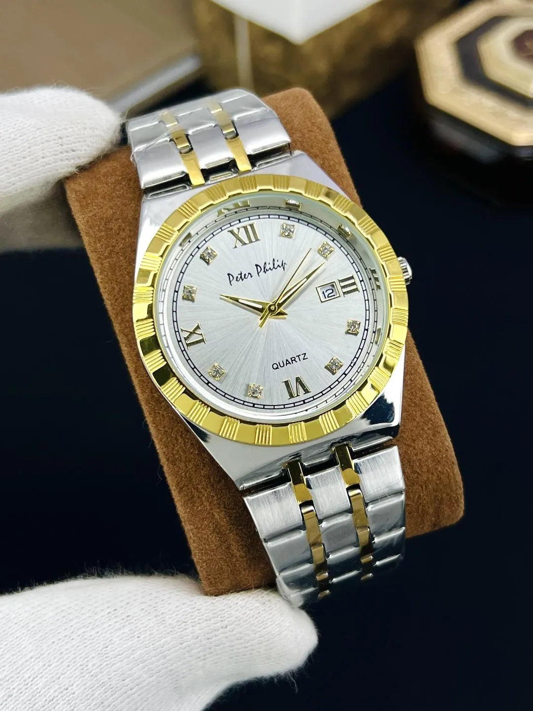 Men's multicolour chain strap watch 10mm round